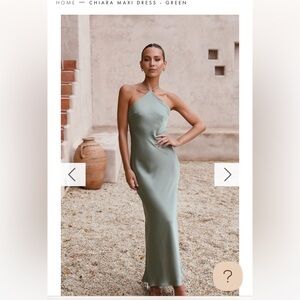 Billy J Sleek Chic Green Satin Halter Tie Back Chiara Maxi Dress Aus 14/US 10